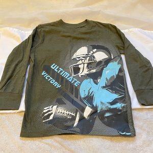 Cat & Jack Boys Football Graphic Long Sleeve T-Shirt Army Green Kids Sports Tee